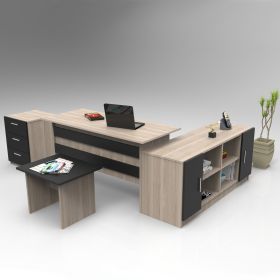 ARLUNO kancelářský set se skříňkou, dub/černá ARLUNO kancelářský set se skříňkou, dub/černá