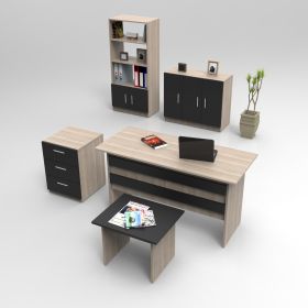 BALANKAN kancelářský set s regálem, dub/černá BALANKAN kancelářský set s regálem, dub/černá
