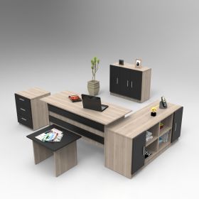 DURANGO kancelářský set se skříňkou, dub/černá DURANGO kancelářský set se skříňkou, dub/černá