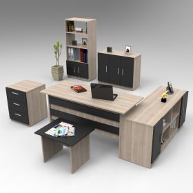 DZEMUL kancelářský set s regálem, dub/černá DZEMUL kancelářský set s regálem, dub/černá