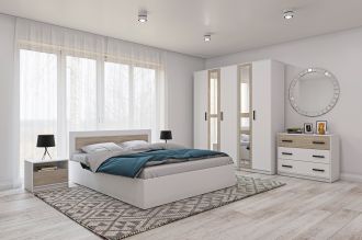 Ložnicová sestava BOXBY, barva bílá mat/dub coastland satin Ložnicová sestava BOXBY, barva bílá mat/dub coastland satin