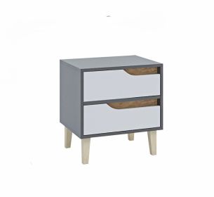 WOOD noční stolek 2S, antracit/bílá/dub Craft zlatý WOOD noční stolek 2S, antracit/bílá/dub Craft zlatý