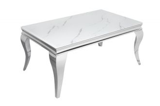 Konferenční stolek MODERN BAROCCO 100 CM SILVER mramorový vzhled Konferenční stolek MODERN BAROCCO 100 CM SILVER mramorový vzhled