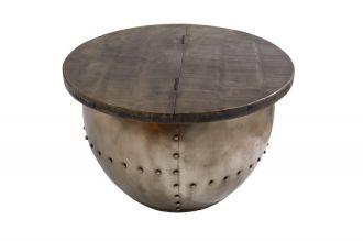 Konferenční stolek DRUM STORAGE šedý masiv mango Konferenční stolek DRUM STORAGE šedý masiv mango