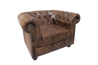 Křeslo CHESTERFIELD antik hnědé mikrovlákno Křeslo CHESTERFIELD antik hnědé mikrovlákno