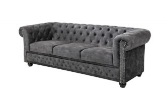 Pohovka CHESTERFIELD 3M 205 CM šedá samet Pohovka CHESTERFIELD 3M 205 CM šedá samet