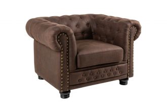 Křeslo CHESTERFIELD II 105 CM vintage hnědé mikrovlákno Křeslo CHESTERFIELD II 105 CM vintage hnědé mikrovlákno