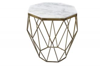 Odkládací stolek DIAMOND NOBLES 50 CM bílý mramor Odkládací stolek DIAMOND NOBLES 50 CM bílý mramor