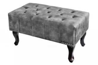 Taburet CHESTERFIELD antik šedý samet Taburet CHESTERFIELD antik šedý samet