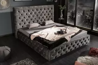 Postel CHESTERFIELD LUX 160x200 CM olivově šedá samet Postel CHESTERFIELD LUX 160x200 CM olivově šedá samet