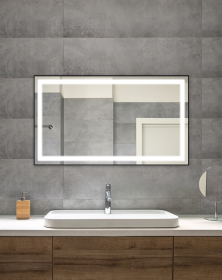 Zrcadlo STARLIGHT BLACK 120x70 CM s LED podsvícením po celém obvodu v černém kovovém rámu Zrcadlo STARLIGHT BLACK 120x70 CM s LED podsvícením po celém obvodu v černém kovovém rámu