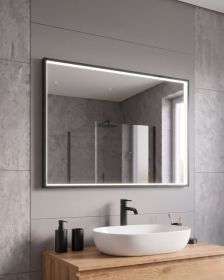 Zrcadlo VERONA 60x80 CM s LED podsvícením po celém obvodu v černém hliníkovém rámu Zrcadlo VERONA 60x80 CM s LED podsvícením po celém obvodu v černém hliníkovém rámu