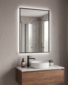 Zrcadlo AMBIENTE 60x80 CM s LED podsvícením po celém obvodu v černém hliníkovém rámu Zrcadlo AMBIENTE 60x80 CM s LED podsvícením po celém obvodu v černém hliníkovém rámu