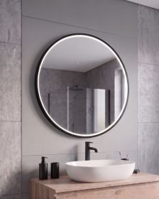 Kruhové zrcadlo VERONA 80 CM s LED podsvícením po celém obvodu v černém hliníkovém rámu Kruhové zrcadlo VERONA 80 CM s LED podsvícením po celém obvodu v černém hliníkovém rámu