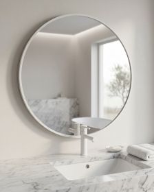 Zrcadlo CHARLOTTE 80 CM v bílém hliníkovém rámu