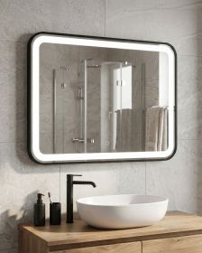 Zrcadlo STARLIGHT 60x80 CM s LED podsvícením po celém obvodu a se senzorem v černém hliníkovém rámu Zrcadlo STARLIGHT 60x80 CM s LED podsvícením po celém obvodu a se senzorem v černém hliníkovém rámu
