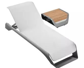 Zahradní lehátko ONDA GREY WHITE s odkládacím stolkem Zahradní lehátko ONDA GREY WHITE s odkládacím stolkem