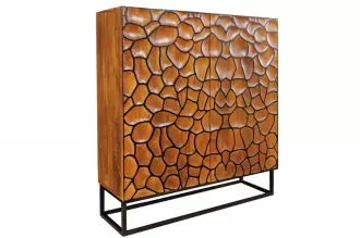 Vysoká komoda VULCANO MOSAIK 120 CM masiv mango - hnědá/černá Vysoká komoda VULCANO MOSAIK 120 CM masiv mango - hnědá/černá