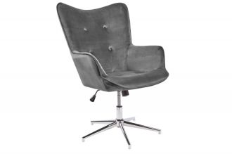 Křeslo LOUNGER šedé samet otočné Křeslo LOUNGER šedé samet otočné