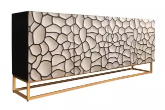 Komoda VULCANO MOSAIK 177 CM masiv mango - bílá/zlatá Komoda VULCANO MOSAIK 177 CM masiv mango - bílá/zlatá