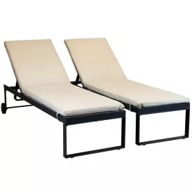 Zahradní set lehátek s kolečky COBIE antracit/bílobéžová Zahradní set lehátek s kolečky COBIE antracit/bílobéžová