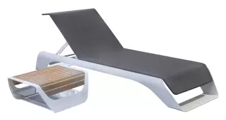 Zahradní lehátko ONDA WHITE GREY s odkládacím stolkem Zahradní lehátko ONDA WHITE GREY s odkládacím stolkem