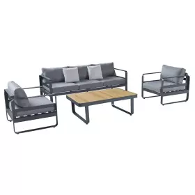 Zahradní 5 místná sedací souprava CUBE šedá/teak Zahradní 5 místná sedací souprava CUBE šedá/teak