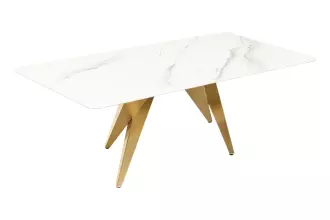 Konferenční stolek ART LIVING 130 CM bílá/zlatá mramor Konferenční stolek ART LIVING 130 CM bílá/zlatá mramor