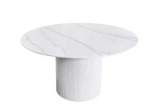 Kulatý jídelní stůl UNIQUE 120 CM bílý mramor/bílá Kulatý jídelní stůl UNIQUE 120 CM bílý mramor/bílá