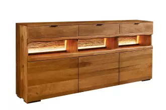 Komoda GRAND s LED osvětlením 180 CM hnědá masiv mango Komoda GRAND s LED osvětlením 180 CM hnědá masiv mango