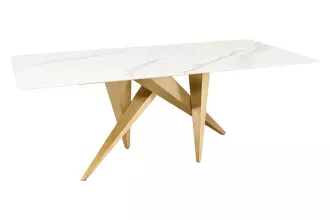 Jídelní stůl ART LIVING 200 CM bílá/zlatá mramor Jídelní stůl ART LIVING 200 CM bílá/zlatá mramor
