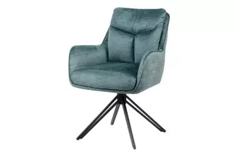 2SET jídelní židle PROMETHEUS otočná 180° petrolejová/černá samet