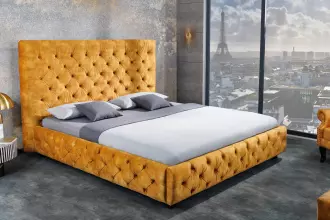 Postel CHESTERFIELD LUX 160x200 CM tmavě žlutá samet Postel CHESTERFIELD LUX 160x200 CM tmavě žlutá samet