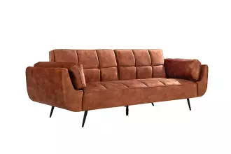 Pohovka BOUTIQUE 215 CM rezavě hnědá samet rozkládací Pohovka BOUTIQUE 215 CM rezavě hnědá samet rozkládací