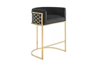 Barová židle ELEGANCE 88 CM černá/zlatá samet Barová židle ELEGANCE 88 CM černá/zlatá samet