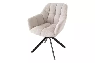 2SET jídelní židle PAPILLON béžová bouclé otočná 2SET jídelní židle PAPILLON béžová bouclé otočná