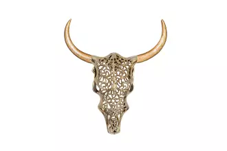 Nástěnná dekorace EXOTIC BULL 60 CM zlatá/masiv mango Nástěnná dekorace EXOTIC BULL 60 CM zlatá/masiv mango