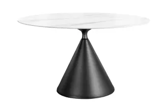 Kulatý jídelní stůl SIGNATURE 135 CM bílá/černá keramika Kulatý jídelní stůl SIGNATURE 135 CM bílá/černá keramika