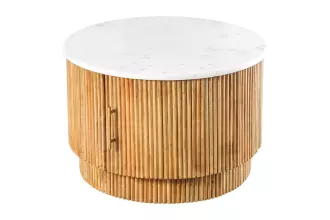 Konferenční stolek TRES CHIC 60 CM bílá/přírodní mramor/masiv mango Konferenční stolek TRES CHIC 60 CM bílá/přírodní mramor/masiv mango