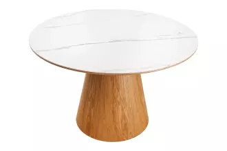 Kulatý jídelní stůl UNIQUE II 120 CM bílý mramor/dýha dub Kulatý jídelní stůl UNIQUE II 120 CM bílý mramor/dýha dub
