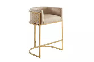 Barová židle ELEGANCE 88 CM béžová/zlatá samet Barová židle ELEGANCE 88 CM béžová/zlatá samet