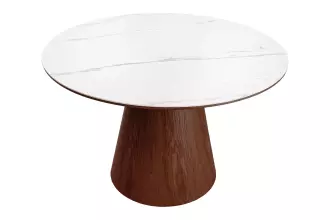 Kulatý jídelní stůl UNIQUE II 120 CM bílý mramor/dýha ořech Kulatý jídelní stůl UNIQUE II 120 CM bílý mramor/dýha ořech