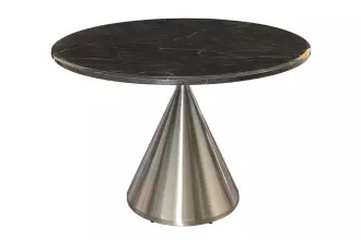 Kulatý jídelní stůl ELEGANCIA 130 CM černá/chrom umělý mramor Kulatý jídelní stůl ELEGANCIA 130 CM černá/chrom umělý mramor