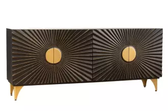 Komoda SOLARIS 177 CM černozlatá masiv mango Komoda SOLARIS 177 CM černozlatá masiv mango