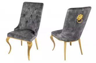 2SET židle MODERN BAROCCO GOLD S RUKOJETÍ šedá samet 2SET židle MODERN BAROCCO GOLD S RUKOJETÍ šedá samet