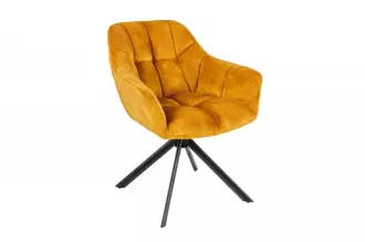 2SET jídelní židle PAPILLON tmavě žlutá samet otočná 2SET jídelní židle PAPILLON tmavě žlutá samet otočná