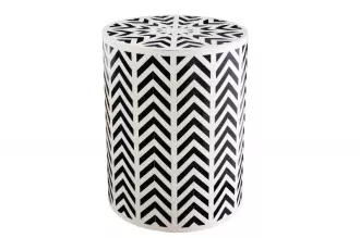 Odkládací stolek BONE INLAY 45 CM černá bílá Odkládací stolek BONE INLAY 45 CM černá bílá