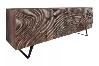 Komoda FLUID II 3D 175 CM tmavě hnědá masiv mango