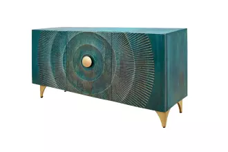 Komoda GOLDEN SUNSET 140 CM tyrkysová masiv mango