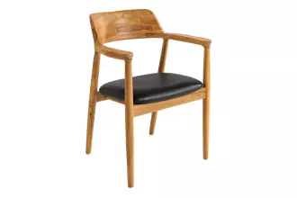 2SET jídelní židle KENNEDY masiv teak/umělá kůže